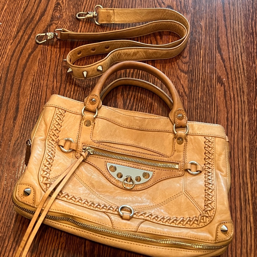 Sam Edelman Tan Crossbody Marais Spike Leather Bag - Silver Hardware